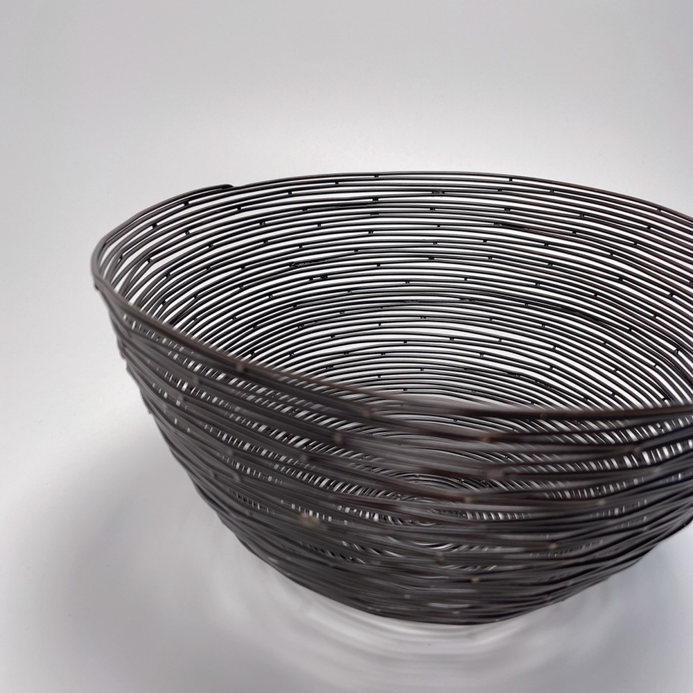 Handmade Decorative Wire Bowl Basket Dark Brown Metal - Picture 5 of 7